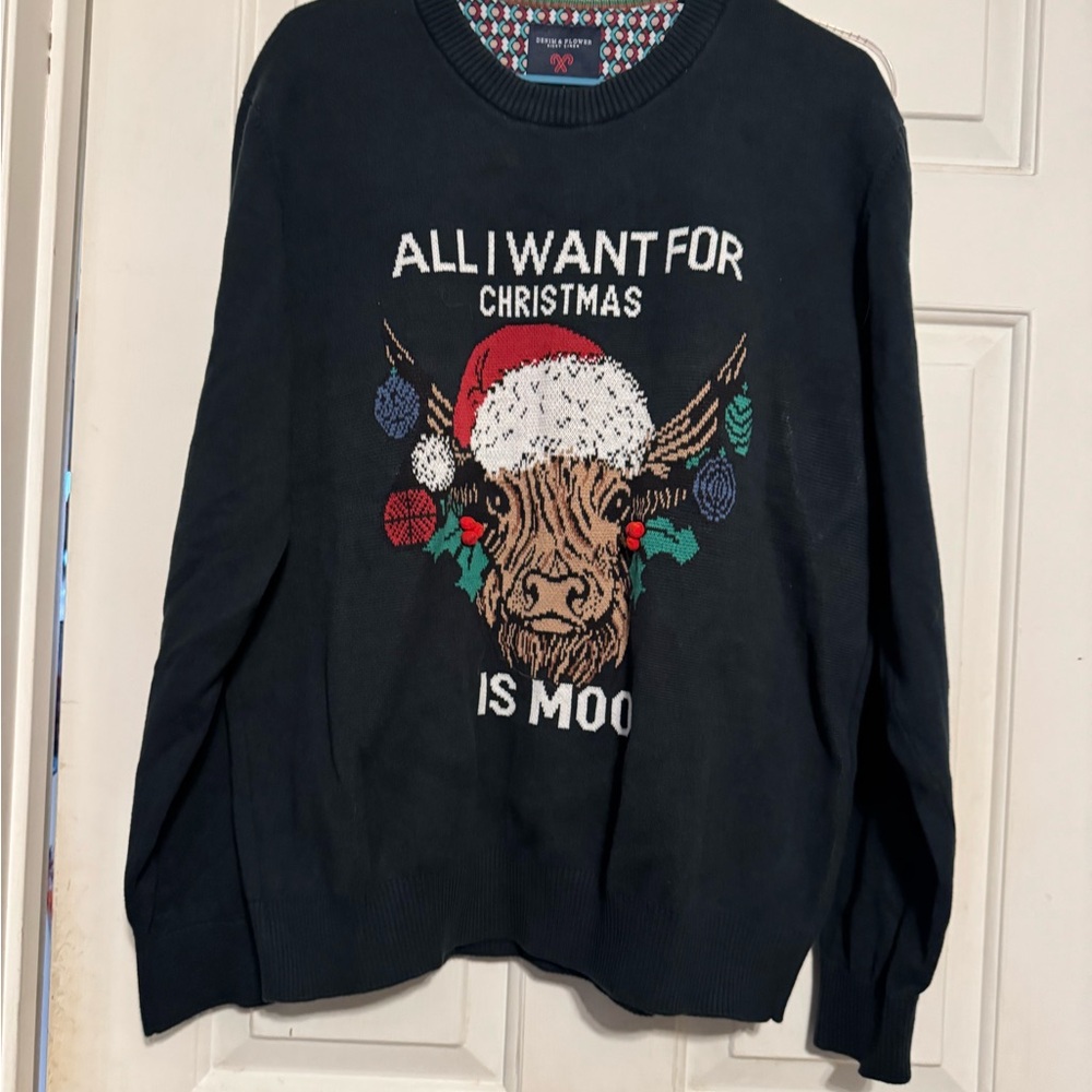 Denim & Flower Geometric Pattern Sweater - Red, Blue, White size xxl    2/26. 11